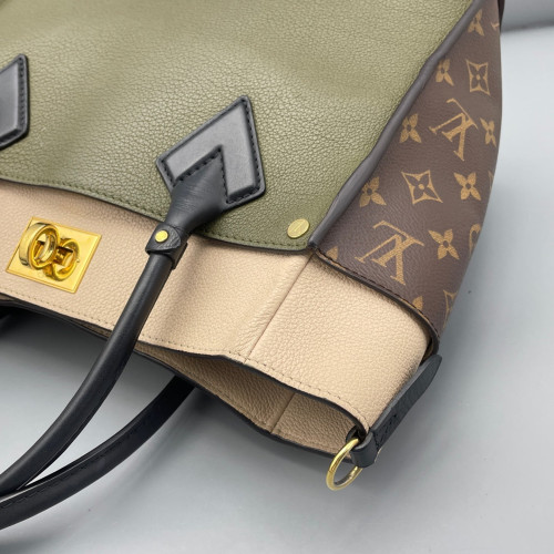 Louis Vuitton On My Side MM Reverse Monogram Olive Taupe Beige Brown