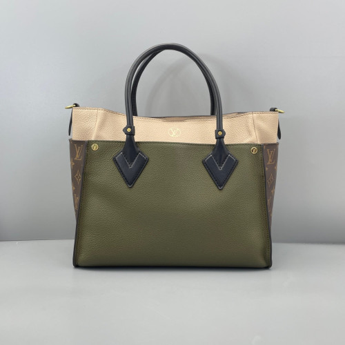 Louis Vuitton On My Side MM Reverse Monogram Olive Taupe Beige Brown