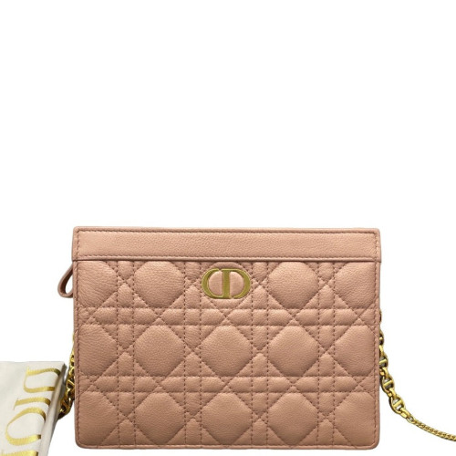 Dior Clutch With Chain Calfskin Pink