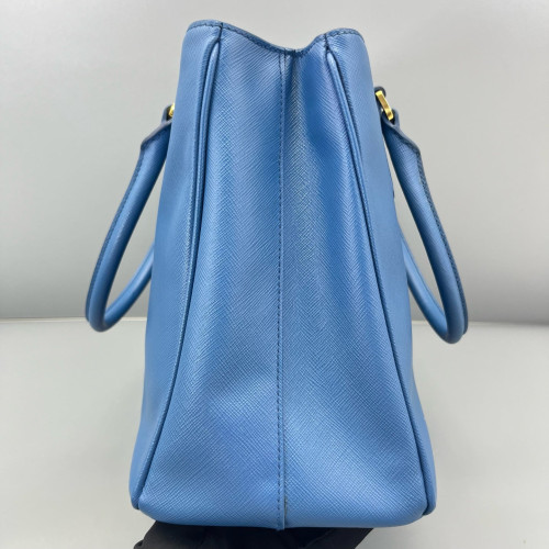 Prada Medium Galleria Double Zip Tote Calfskin Blue Prada Medium Galleria Double Zip Tote Calfskin Blue