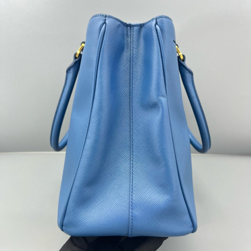 Prada Medium Galleria Double Zip Tote Calfskin Blue Prada Medium Galleria Double Zip Tote Calfskin Blue