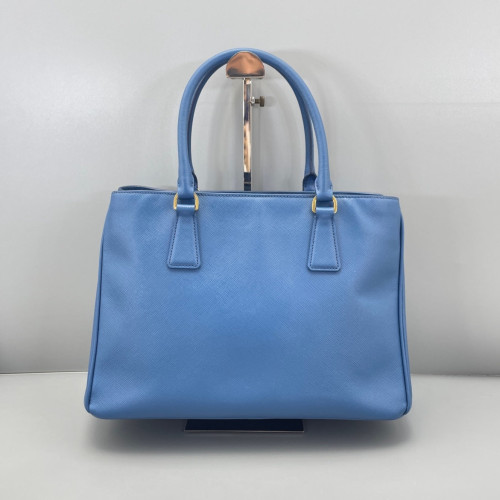 Prada Medium Galleria Double Zip Tote Calfskin Blue Prada Medium Galleria Double Zip Tote Calfskin Blue