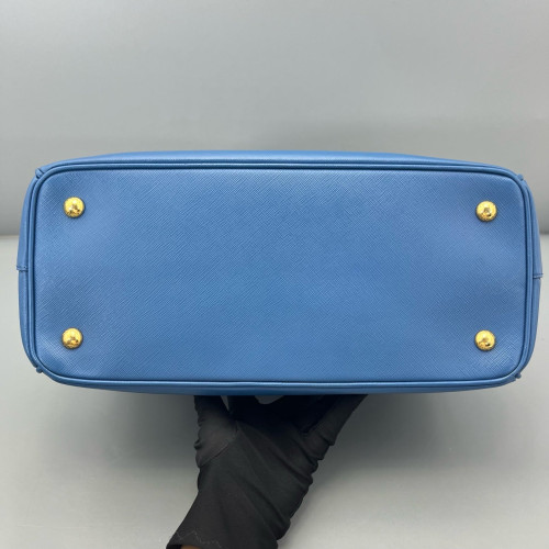 Prada Medium Galleria Double Zip Tote Calfskin Blue Prada Medium Galleria Double Zip Tote Calfskin Blue