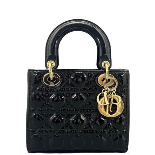 Dior Small Lady Dior Patent Calfskin Black