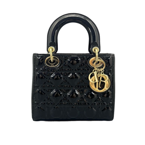 Dior Small Lady Dior Patent Calfskin Black