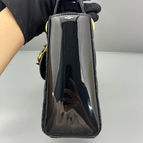 Dior Small Lady Dior Patent Calfskin Black