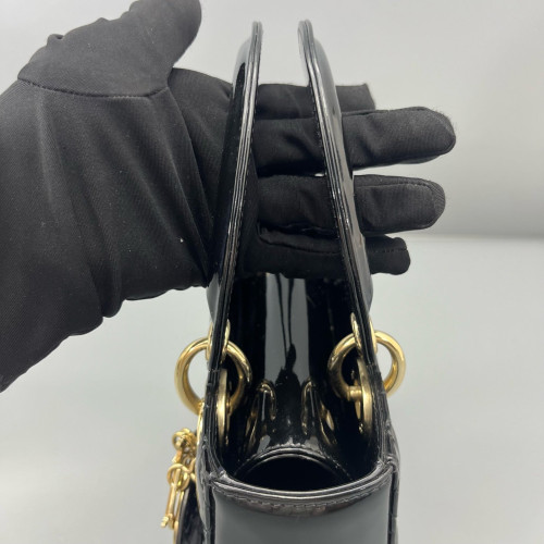 Dior Small Lady Dior Patent Calfskin Black