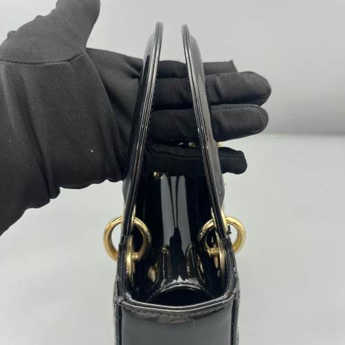Dior Small Lady Dior Patent Calfskin Black