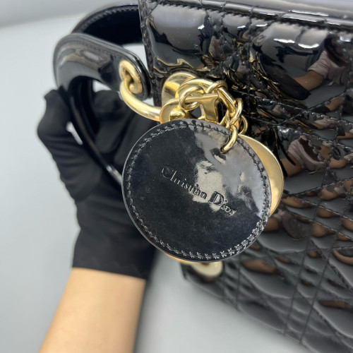 Dior Small Lady Dior Patent Calfskin Black