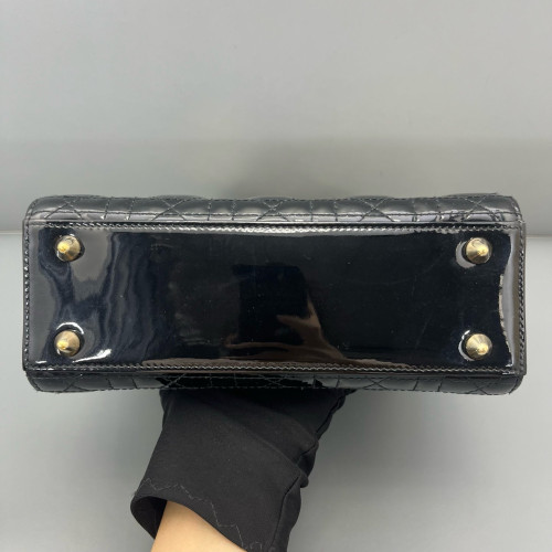 Dior Small Lady Dior Patent Calfskin Black