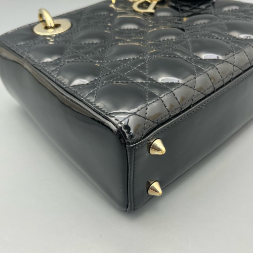 Dior Small Lady Dior Patent Calfskin Black