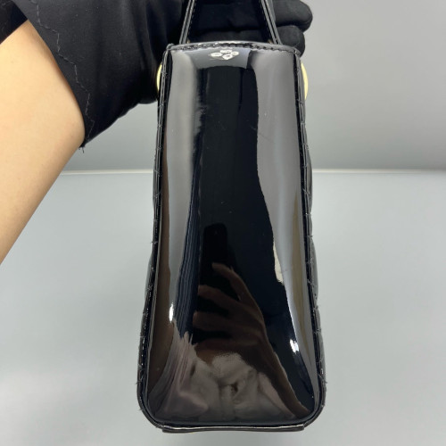 Dior Small Lady Dior Patent Calfskin Black