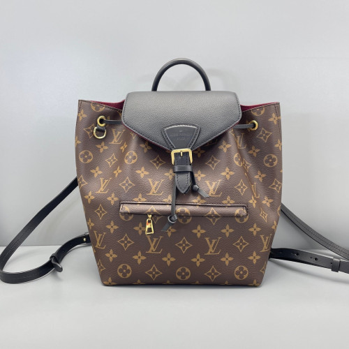 Louis Vuitton Backpack Monogram Calfskin Dark Brown Light Brown Black