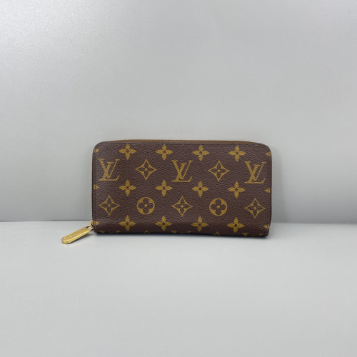 Louis Vuitton Zippy Wallet Monogram Dark Brown Light Brown Red