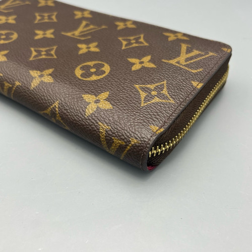 Louis Vuitton Zippy Wallet Monogram Dark Brown Light Brown Red