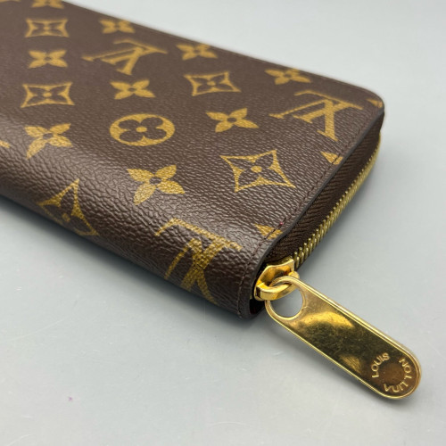 Louis Vuitton Zippy Wallet Monogram Dark Brown Light Brown Red