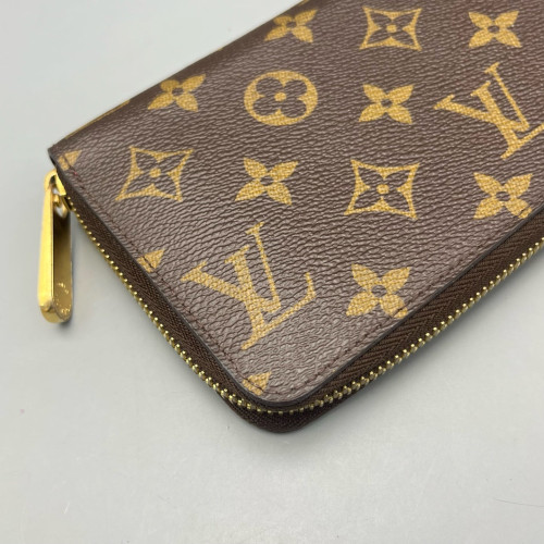 Louis Vuitton Zippy Wallet Monogram Dark Brown Light Brown Red