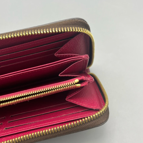 Louis Vuitton Zippy Wallet Monogram Dark Brown Light Brown Red