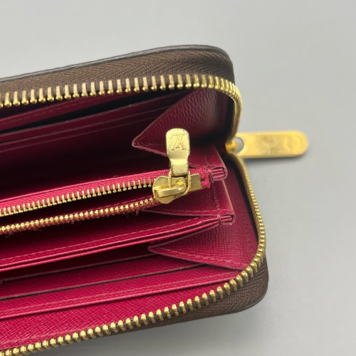 Louis Vuitton Zippy Wallet Monogram Dark Brown Light Brown Red