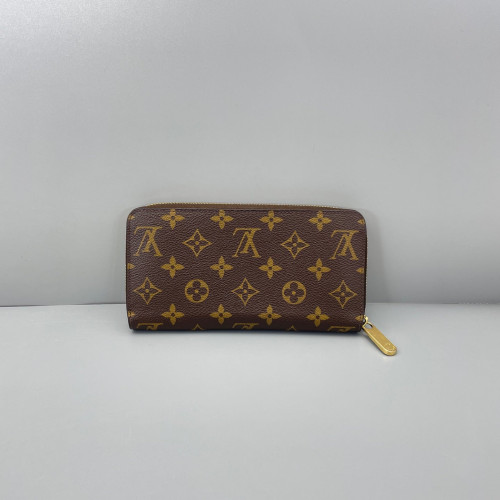 Louis Vuitton Zippy Wallet Monogram Dark Brown Light Brown Red