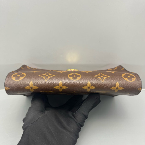 Louis Vuitton Flore Chain Wallet Monogram Fuchsia Dark Brown Light Brown