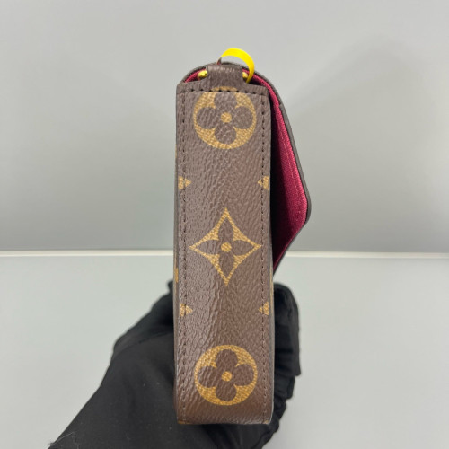 Louis Vuitton Pochette Felicie Chain Wallet Monogram Dark Brown Light Brown Red Louis Vuitton Pochette Felicie Chain Wallet Monogram Dark Brown Light Brown Red