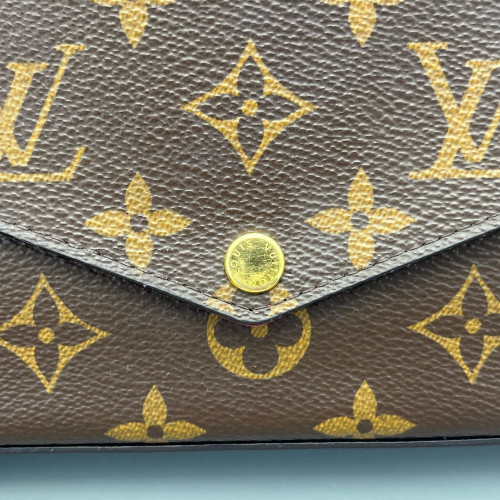 Louis Vuitton Pochette Felicie Chain Wallet Monogram Dark Brown Light Brown Red Louis Vuitton Pochette Felicie Chain Wallet Monogram Dark Brown Light Brown Red