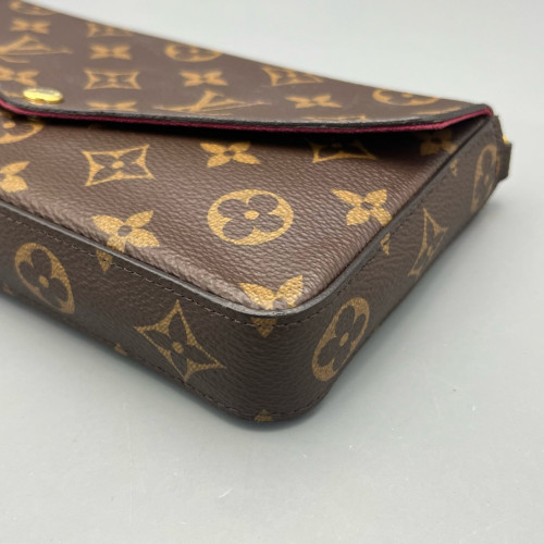 Louis Vuitton Pochette Felicie Chain Wallet Monogram Dark Brown Light Brown Red Louis Vuitton Pochette Felicie Chain Wallet Monogram Dark Brown Light Brown Red