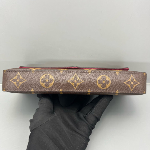 Louis Vuitton Pochette Felicie Chain Wallet Monogram Dark Brown Light Brown Red Louis Vuitton Pochette Felicie Chain Wallet Monogram Dark Brown Light Brown Red