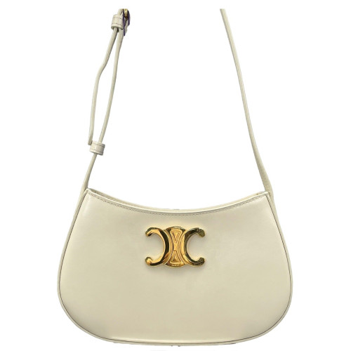 Celine Triomphe Hobo Calfskin White