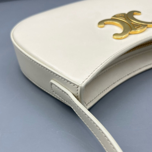Celine Triomphe Hobo Calfskin White