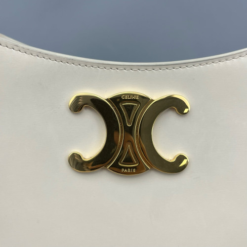 Celine Triomphe Hobo Calfskin White