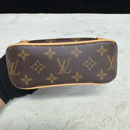 Louis Vuitton Boulogne Mini Monogram Vachetta Leather Dark Brown Light Brown Beige