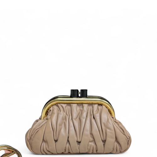Miu Miu Matelasse Shoulder Bag Crumpled Lambskin Natural Tan Miu Miu Matelasse Shoulder Bag Crumpled Lambskin Natural Tan