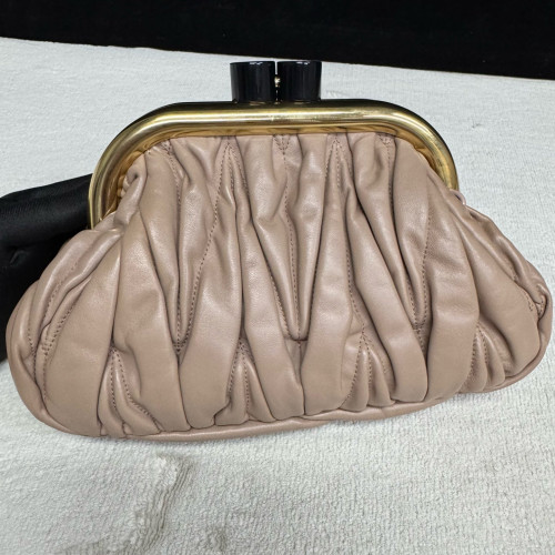 Miu Miu Matelasse Shoulder Bag Crumpled Lambskin Natural Tan Miu Miu Matelasse Shoulder Bag Crumpled Lambskin Natural Tan