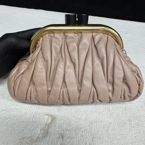 Miu Miu Matelasse Shoulder Bag Crumpled Lambskin Natural Tan Miu Miu Matelasse Shoulder Bag Crumpled Lambskin Natural Tan