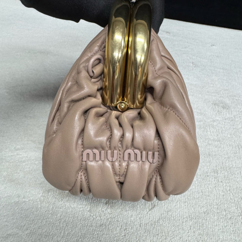 Miu Miu Matelasse Shoulder Bag Crumpled Lambskin Natural Tan Miu Miu Matelasse Shoulder Bag Crumpled Lambskin Natural Tan
