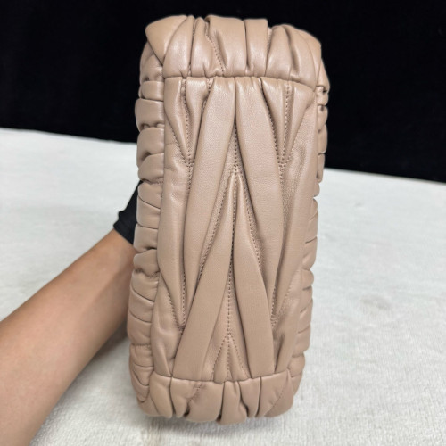 Miu Miu Matelasse Shoulder Bag Crumpled Lambskin Natural Tan Miu Miu Matelasse Shoulder Bag Crumpled Lambskin Natural Tan
