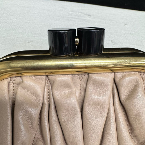 Miu Miu Matelasse Shoulder Bag Crumpled Lambskin Natural Tan Miu Miu Matelasse Shoulder Bag Crumpled Lambskin Natural Tan