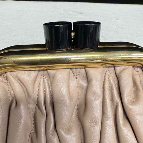 Miu Miu Matelasse Shoulder Bag Crumpled Lambskin Natural Tan Miu Miu Matelasse Shoulder Bag Crumpled Lambskin Natural Tan