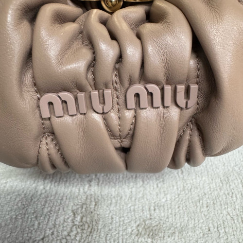 Miu Miu Matelasse Shoulder Bag Crumpled Lambskin Natural Tan Miu Miu Matelasse Shoulder Bag Crumpled Lambskin Natural Tan