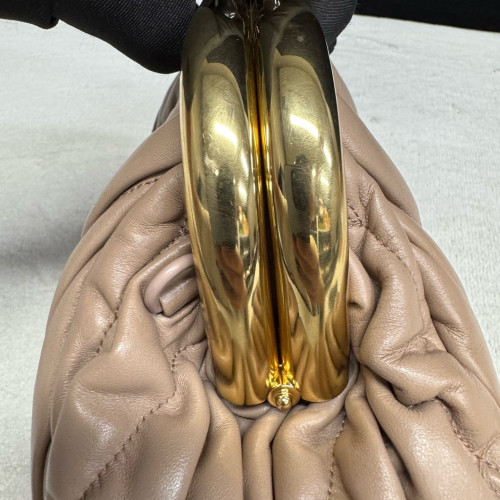 Miu Miu Matelasse Shoulder Bag Crumpled Lambskin Natural Tan Miu Miu Matelasse Shoulder Bag Crumpled Lambskin Natural Tan