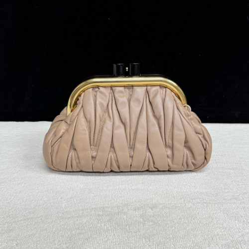 Miu Miu Matelasse Shoulder Bag Crumpled Lambskin Natural Tan Miu Miu Matelasse Shoulder Bag Crumpled Lambskin Natural Tan