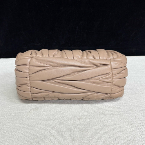 Miu Miu Matelasse Shoulder Bag Crumpled Lambskin Natural Tan Miu Miu Matelasse Shoulder Bag Crumpled Lambskin Natural Tan