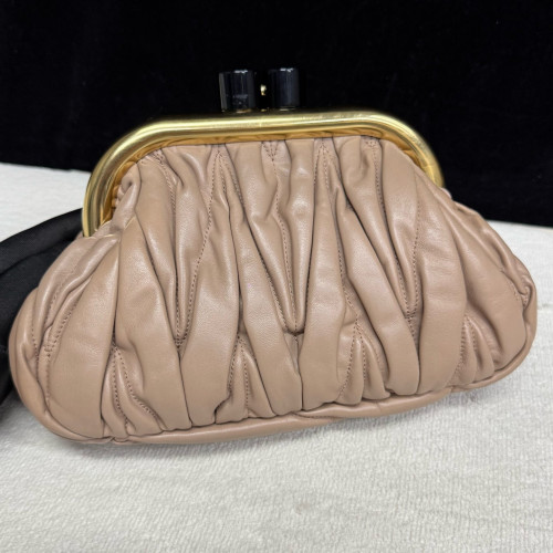 Miu Miu Matelasse Shoulder Bag Crumpled Lambskin Natural Tan Miu Miu Matelasse Shoulder Bag Crumpled Lambskin Natural Tan