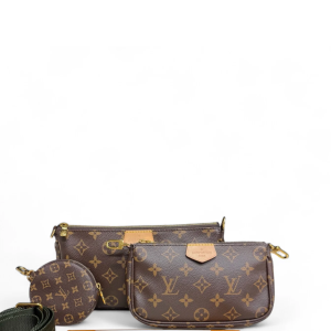 Louis Vuitton Multi Pochette Accessories Monogram Dark Brown Light Brown Green