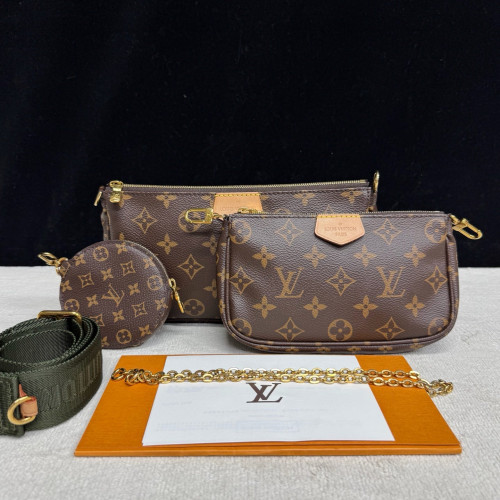 Louis Vuitton Multi Pochette Accessories Monogram Dark Brown Light Brown Green Louis Vuitton Multi Pochette Accessories Monogram Dark Brown Light Brown Green