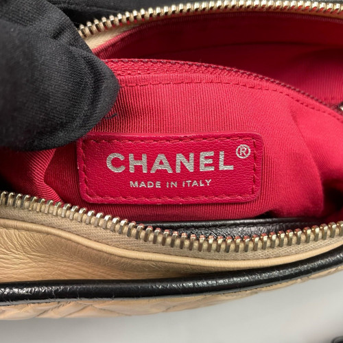 Chanel Quilted Small Gabrielle Hobo Calfskin Natural Tan Black Red Chanel Quilted Small Gabrielle Hobo Calfskin Natural Tan Black Red