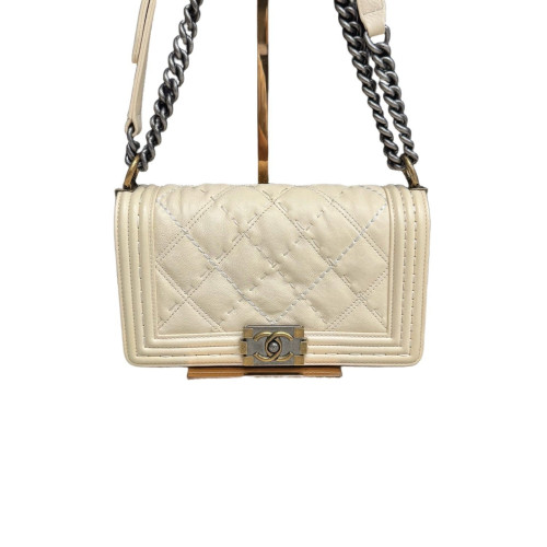 Chanel Quilted Medium Boy Flap Lambskin White