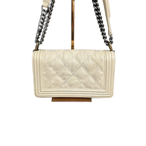 Chanel Quilted Medium Boy Flap Lambskin White